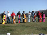 The contestant line-up.  From the left, Eddie Ellis, Jim Reith - CD, Dave Beach, Dick Lempicki, Gerry Lempicki, 
Rene Rusche, George Dainis, Mike Lapierre, Paul Horanzy